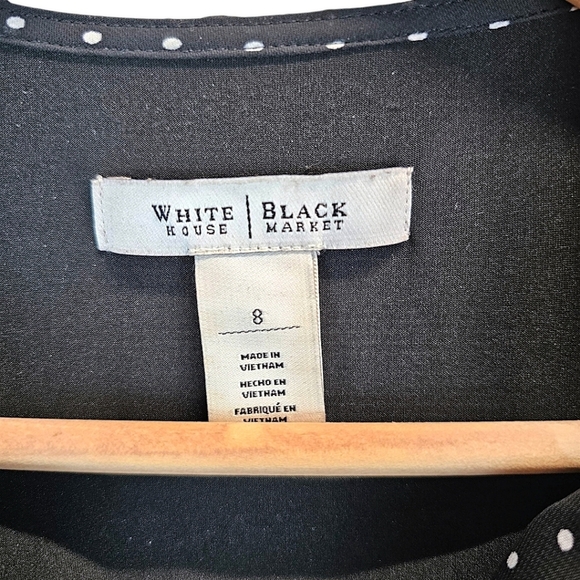 White House Black Market Sleeveless Faux Wrap Dress 8 Polka Dot Floral Trad Wife - Picture 13 of 14